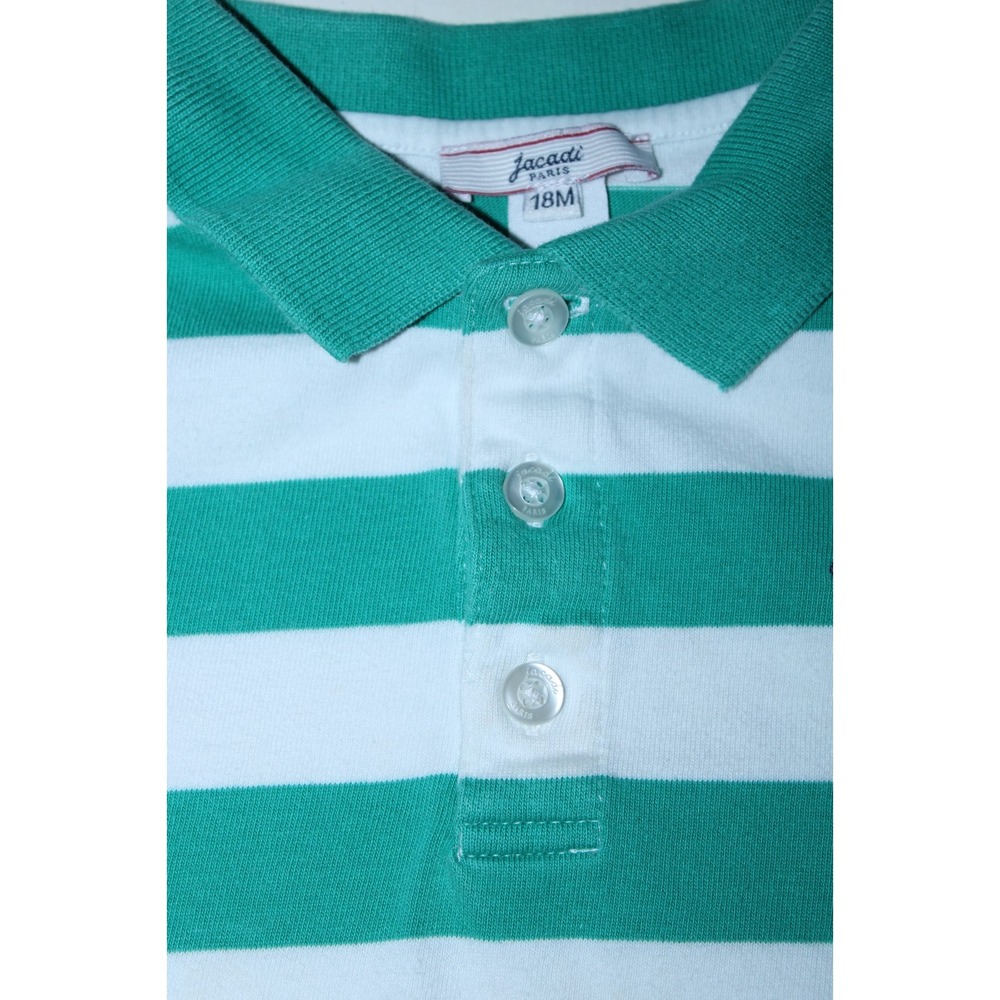 Jacadi Kids 18 Months Green White Striped Polo Shirt - Picture 3 of 10